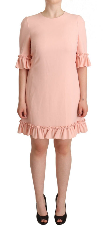 Dolce & Gabbana Rosa Viskose-Etuikleid mit gerafften Ärmeln
