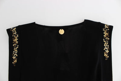 Roccobarocco Schwarzes verschönertes Jersey-Mini-Etuikleid