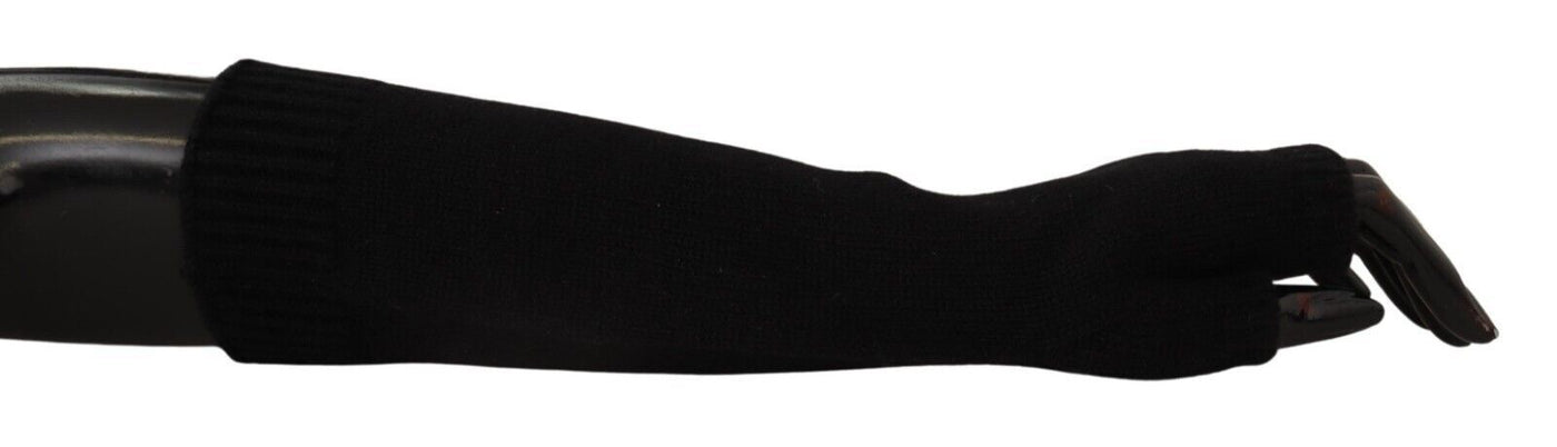 Dolce & Gabbana Schwarze gestrickte fingerlose ellbogenlange Handschuhe