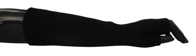 Dolce & Gabbana Schwarze gestrickte fingerlose ellbogenlange Handschuhe