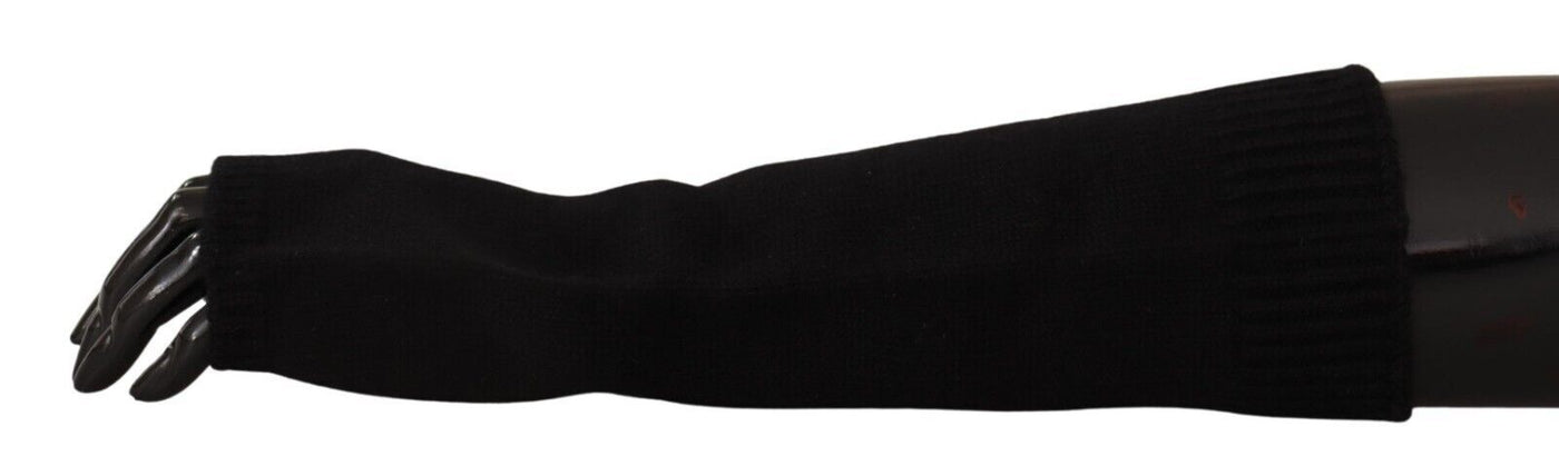 Dolce & Gabbana Schwarze gestrickte fingerlose ellbogenlange Handschuhe