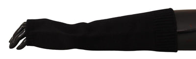 Dolce & Gabbana Schwarze gestrickte fingerlose ellbogenlange Handschuhe