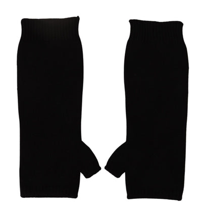 Dolce & Gabbana Schwarze gestrickte fingerlose ellbogenlange Handschuhe