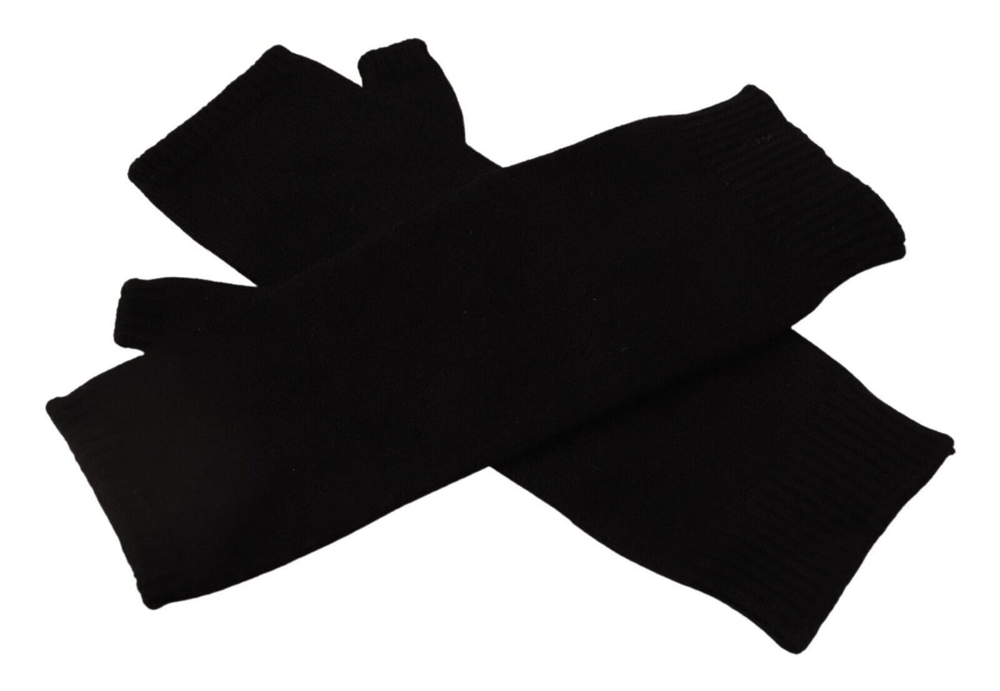 Dolce & Gabbana Schwarze gestrickte fingerlose ellbogenlange Handschuhe
