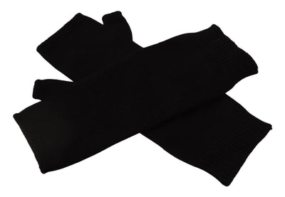 Dolce & Gabbana Schwarze gestrickte fingerlose ellbogenlange Handschuhe