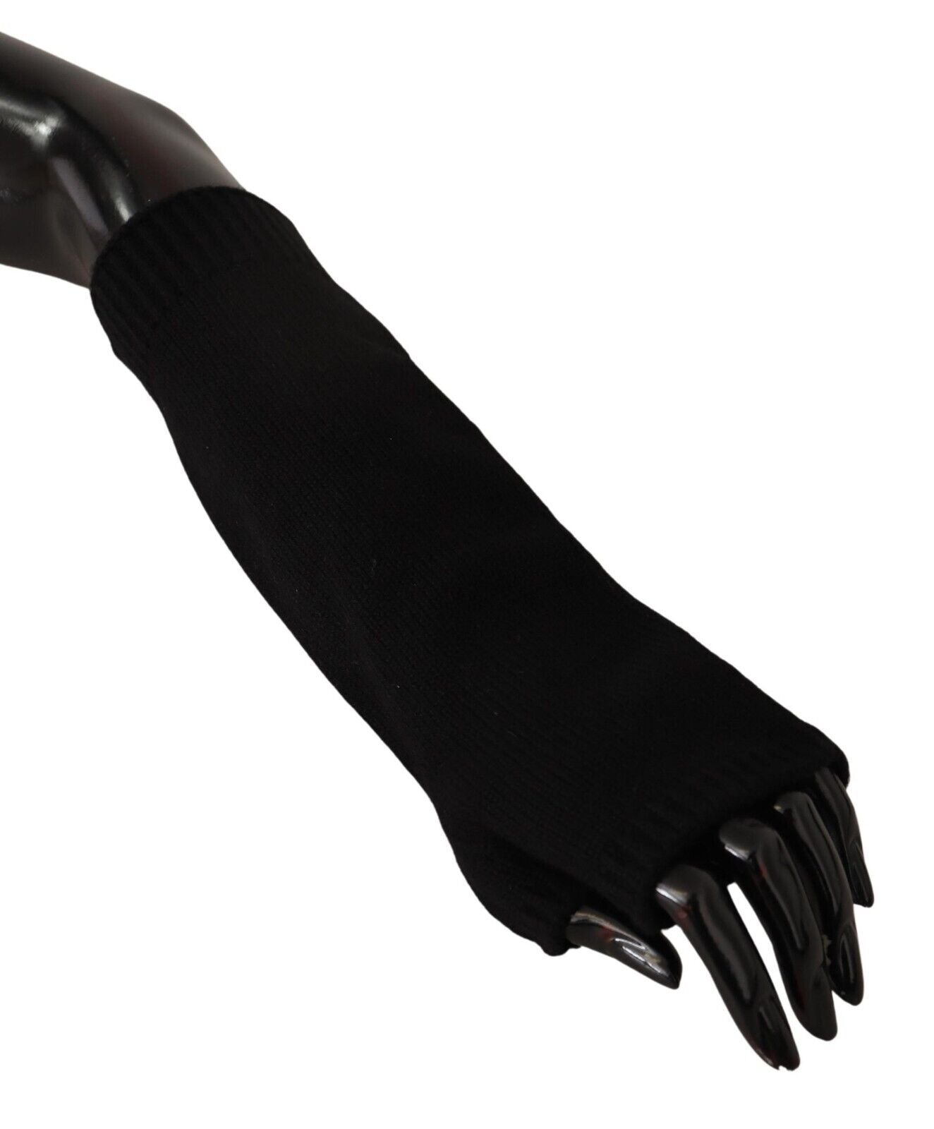 Dolce & Gabbana Schwarze gestrickte fingerlose ellbogenlange Handschuhe