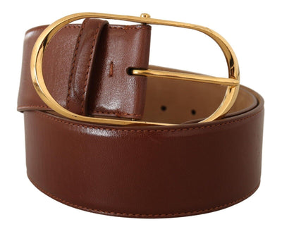 Dolce & Gabbana Brauner Ledergürtel mit ovaler Metallschnalle