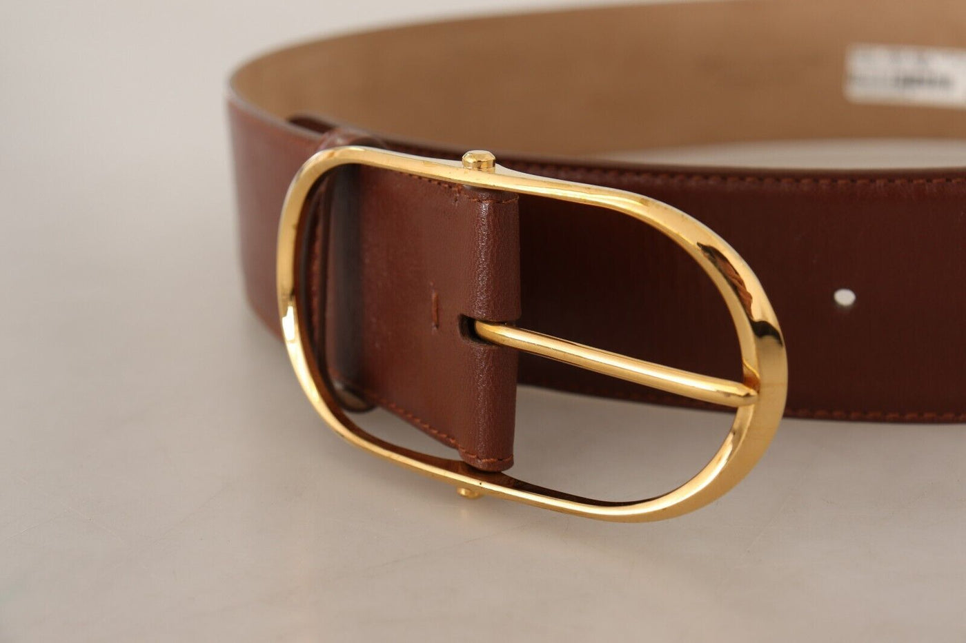 Dolce & Gabbana Brauner Ledergürtel mit ovaler Metallschnalle