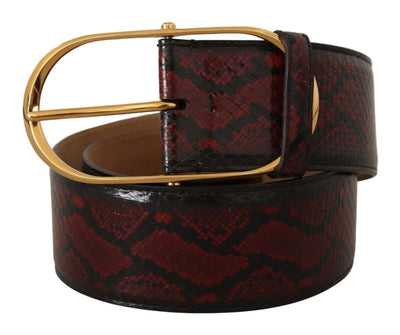 Dolce & Gabbana Roter Exotenledergürtel mit ovaler Schnalle