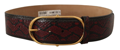 Dolce & Gabbana Roter Exotenledergürtel mit ovaler Schnalle