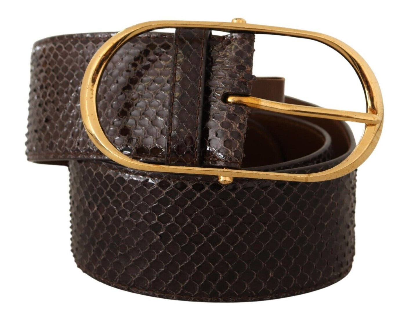 Dolce & Gabbana Brauner Exotenledergürtel mit ovaler Schnalle