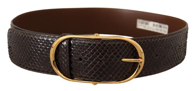Dolce & Gabbana Brauner Exotenledergürtel mit ovaler Schnalle