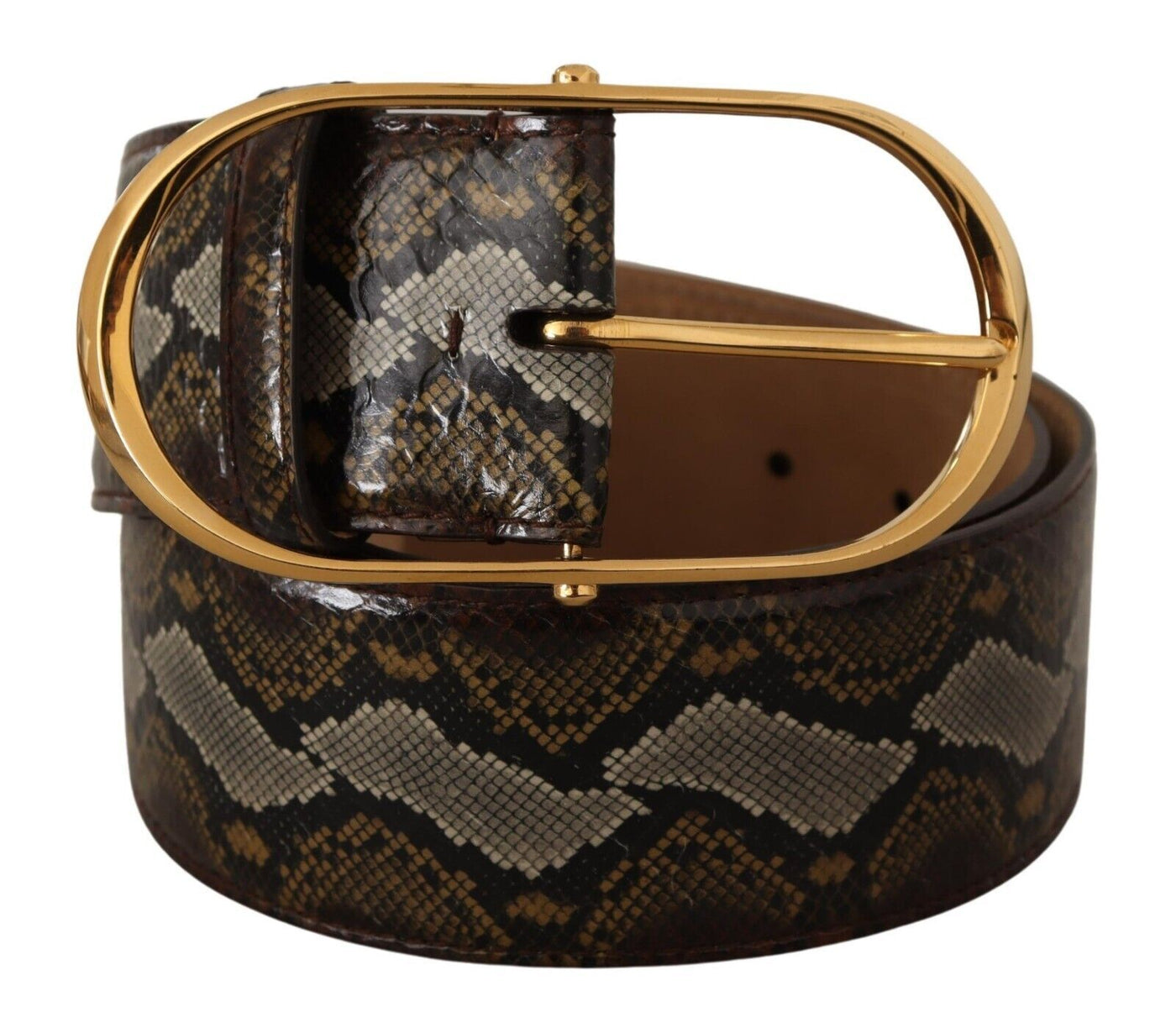 Dolce & Gabbana Brauner Pythonledergürtel mit ovaler Schnalle