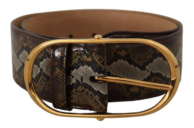 Dolce & Gabbana Brauner Pythonledergürtel mit ovaler Schnalle