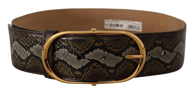 Dolce & Gabbana Brauner Pythonledergürtel mit ovaler Schnalle