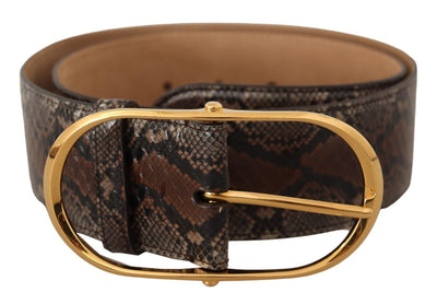 Dolce & Gabbana Brauner Exotenledergürtel mit ovaler Schnalle