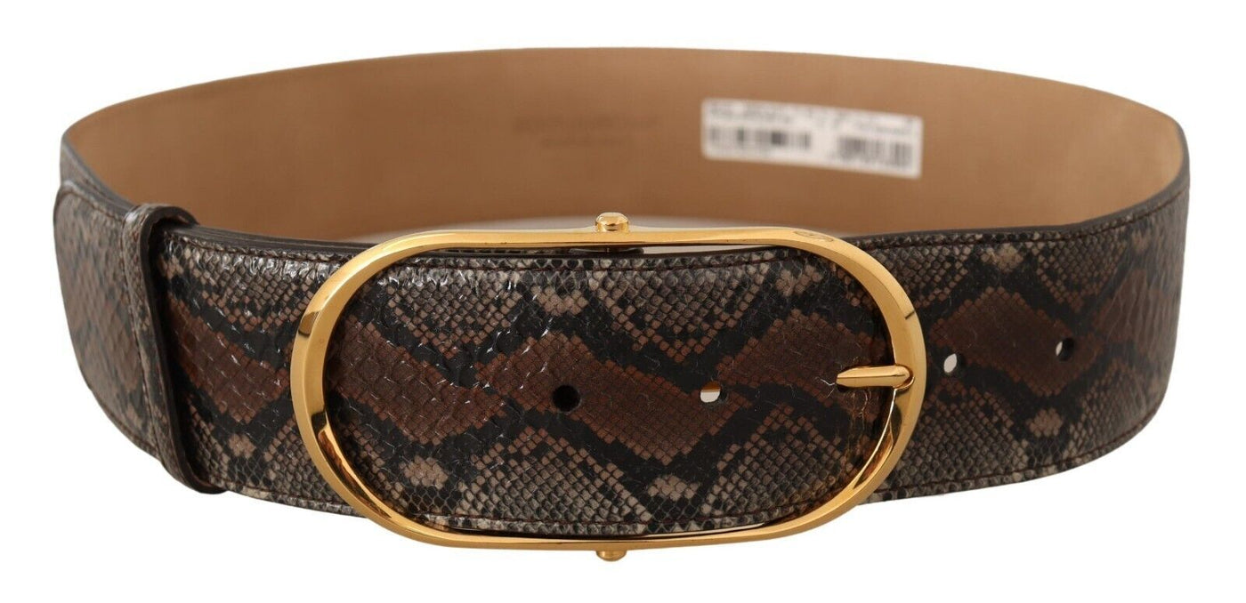 Dolce & Gabbana Brauner Exotenledergürtel mit ovaler Schnalle
