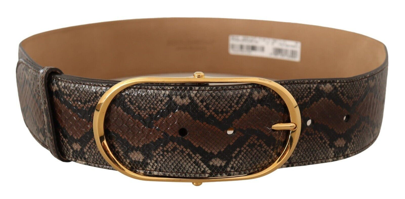 Dolce & Gabbana Brauner Exotenledergürtel mit ovaler Schnalle