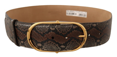 Dolce & Gabbana Brauner Exotenledergürtel mit ovaler Schnalle