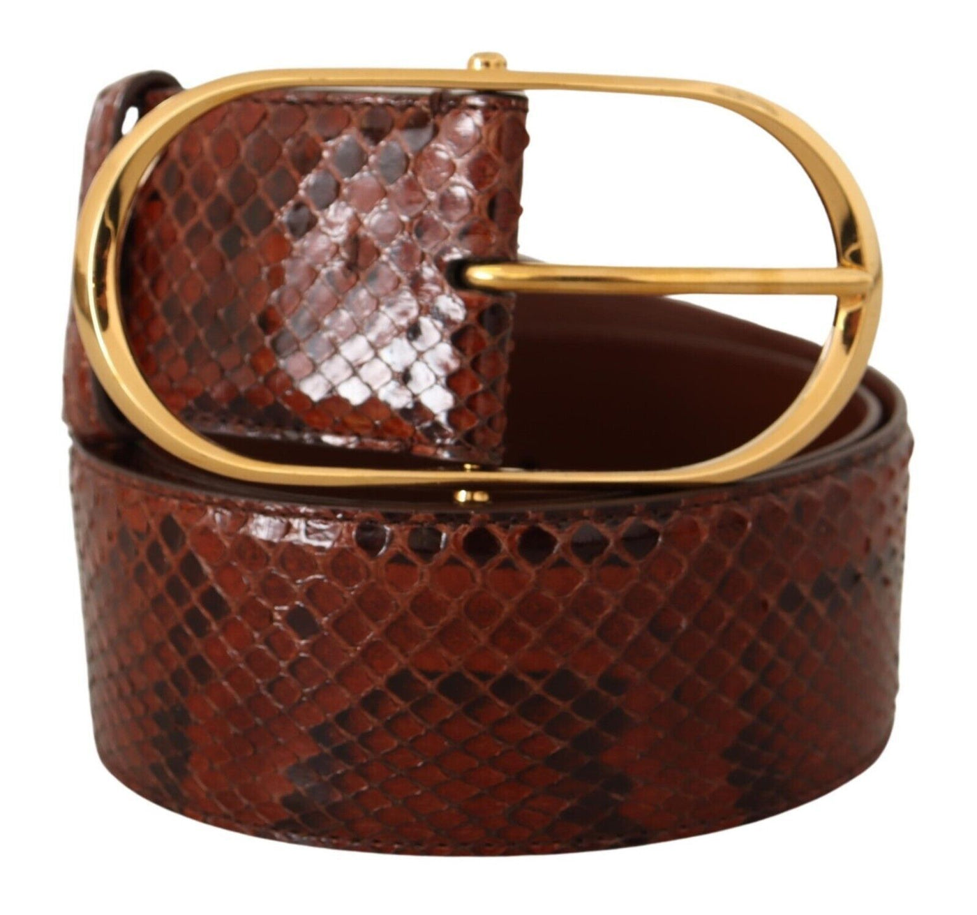 Dolce & Gabbana Brauner Exotenledergürtel mit ovaler Schnalle