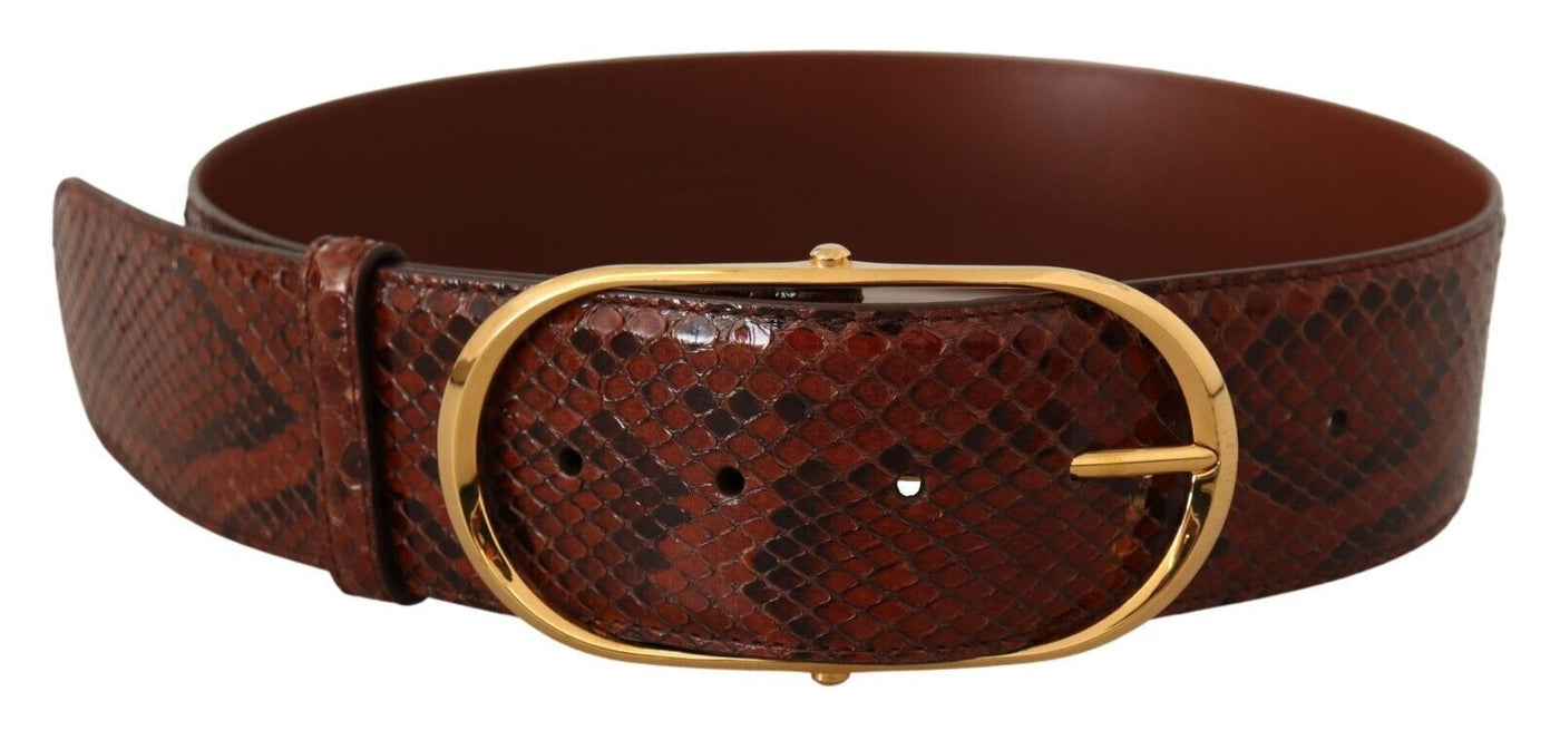 Dolce & Gabbana Brauner Exotenledergürtel mit ovaler Schnalle