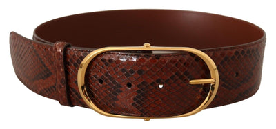 Dolce & Gabbana Brauner Exotenledergürtel mit ovaler Schnalle