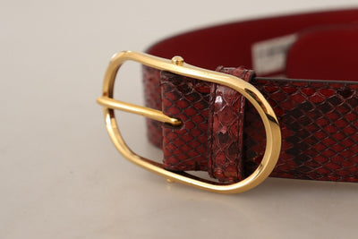 Dolce & Gabbana Roter Exotenledergürtel mit ovaler Schnalle