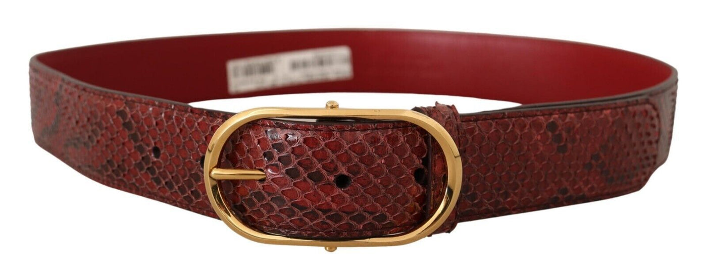 Dolce & Gabbana Roter Exotenledergürtel mit ovaler Schnalle