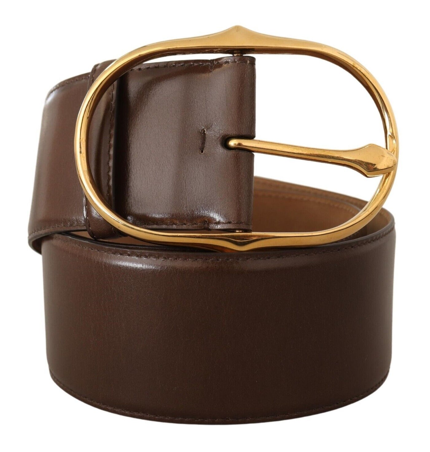Dolce & Gabbana Brauner Ledergürtel mit ovaler Metallschnalle