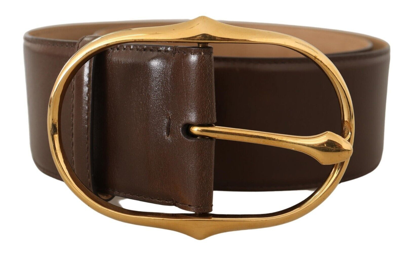 Dolce & Gabbana Brauner Ledergürtel mit ovaler Metallschnalle