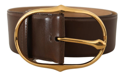 Dolce & Gabbana Brauner Ledergürtel mit ovaler Metallschnalle