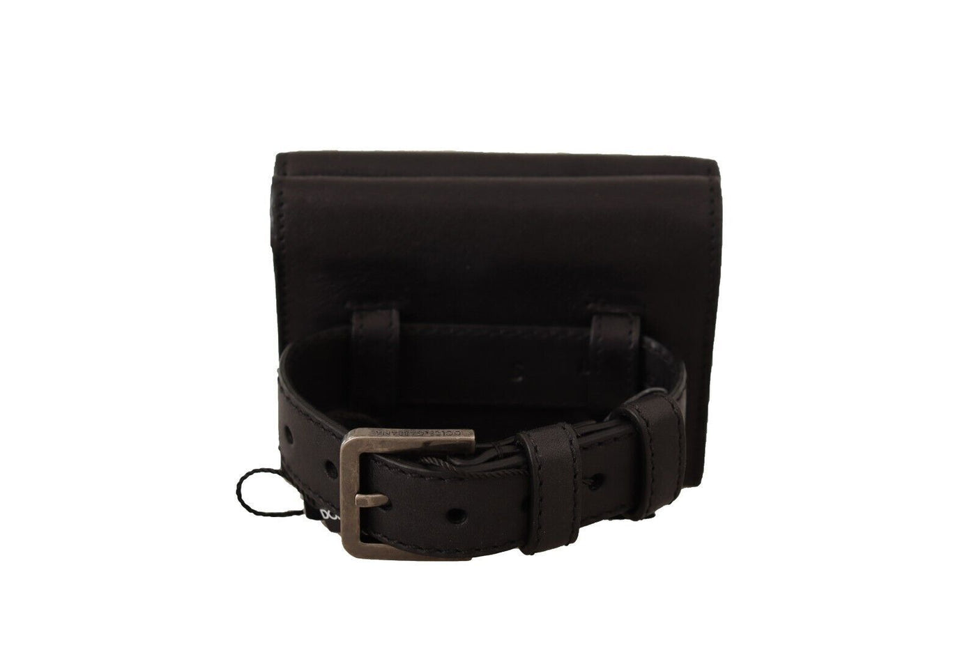 Dolce & Gabbana Schwarzes Leder Trifold Geldbörse Gürtel Multi Kit Wallet