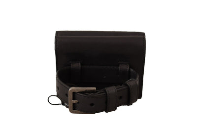 Dolce & Gabbana Schwarzes Leder Trifold Geldbörse Gürtel Multi Kit Wallet