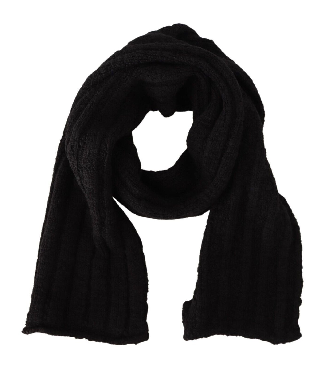 Dolce & Gabbana Schwarzer Schurwolle gestrickter Unisex-Wärmer-Schal