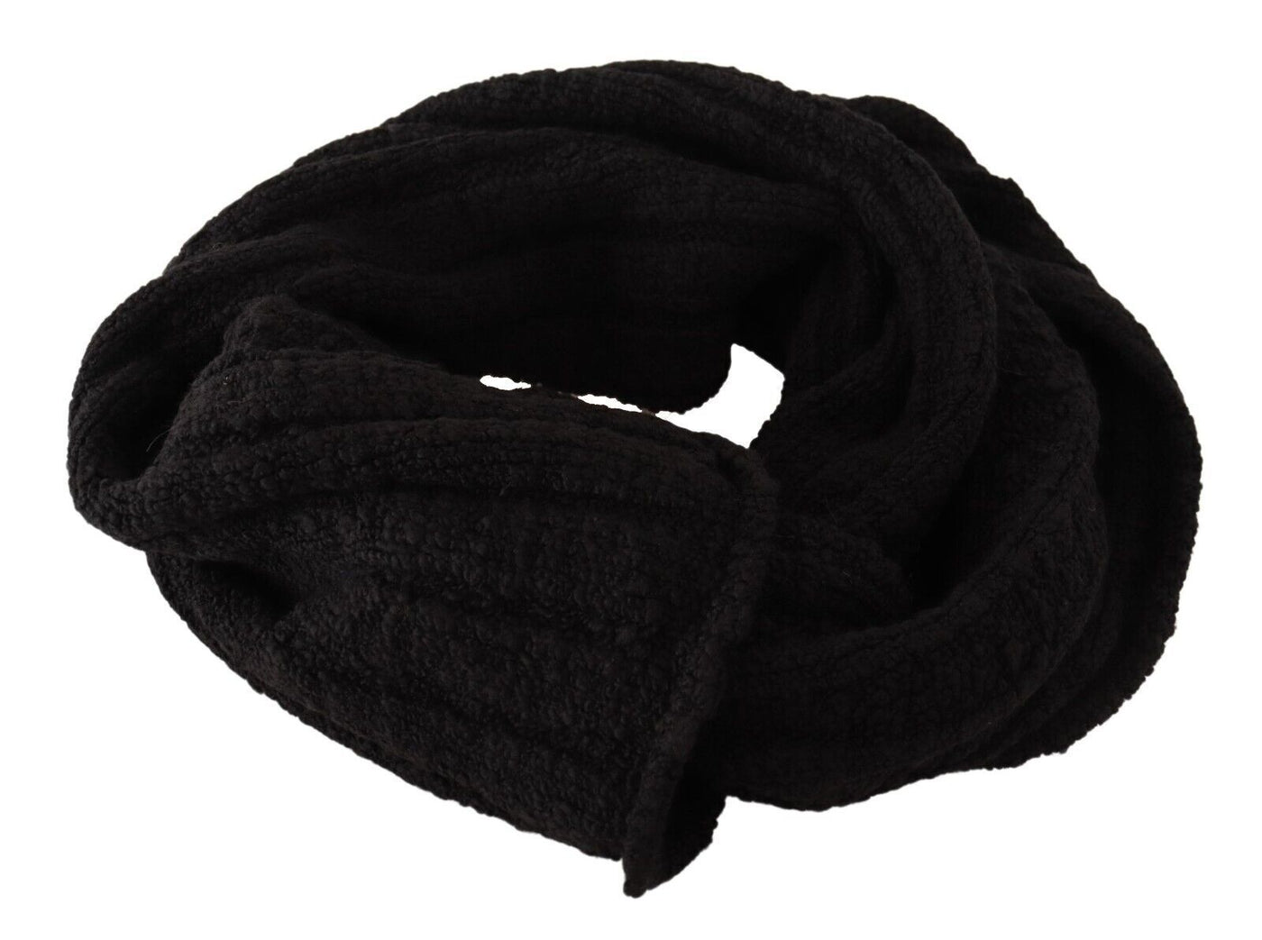 Dolce & Gabbana Schwarzer Schurwolle gestrickter Unisex-Wärmer-Schal