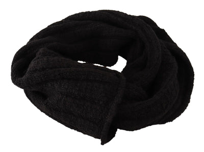 Dolce & Gabbana Schwarzer Schurwolle gestrickter Unisex-Wärmer-Schal