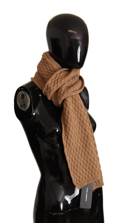 Dolce & Gabbana Dunkelbrauner Wickelschal gestricktes Camel-Tuch