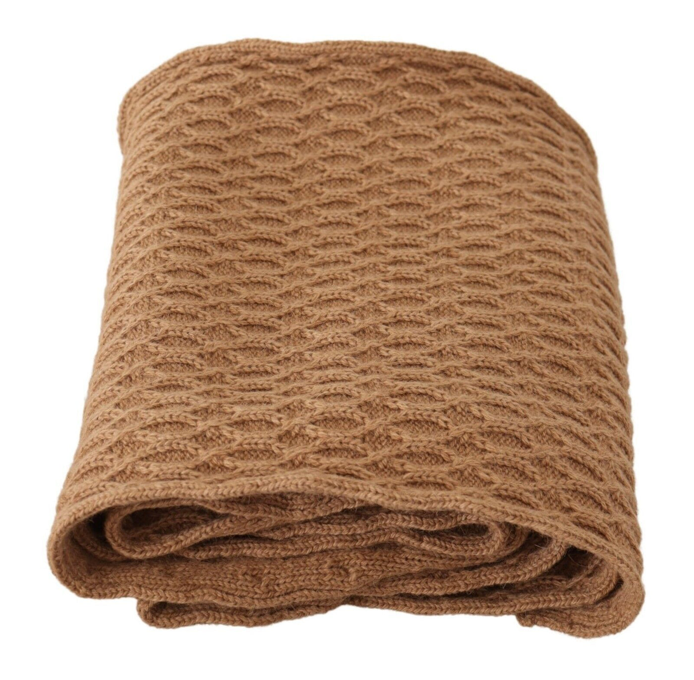 Dolce & Gabbana Dunkelbrauner Wickelschal gestricktes Camel-Tuch