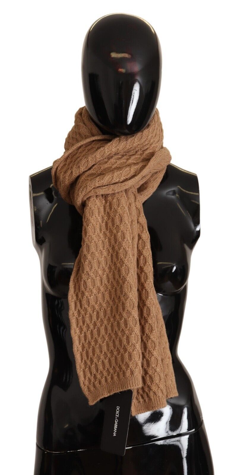Dolce & Gabbana Dunkelbrauner Wickelschal gestricktes Camel-Tuch