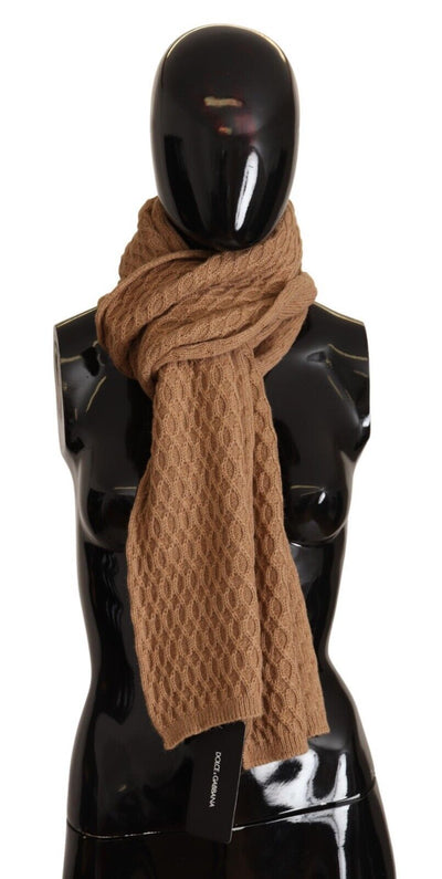 Dolce & Gabbana Dunkelbrauner Wickelschal gestricktes Camel-Tuch
