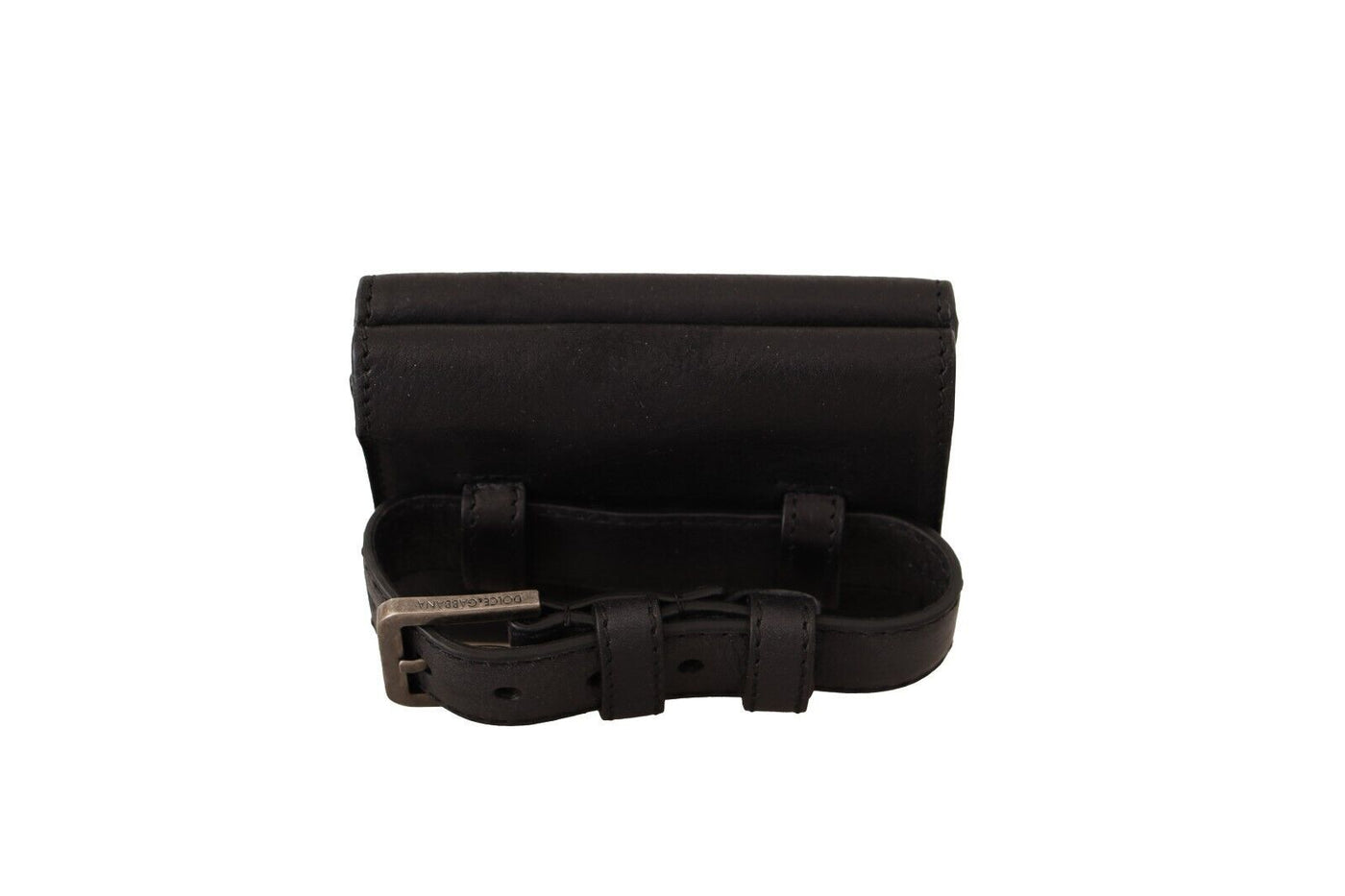 Dolce & Gabbana Schwarzes Leder Trifold Geldbörse Gürtelschlaufe Multi Kit Wallet