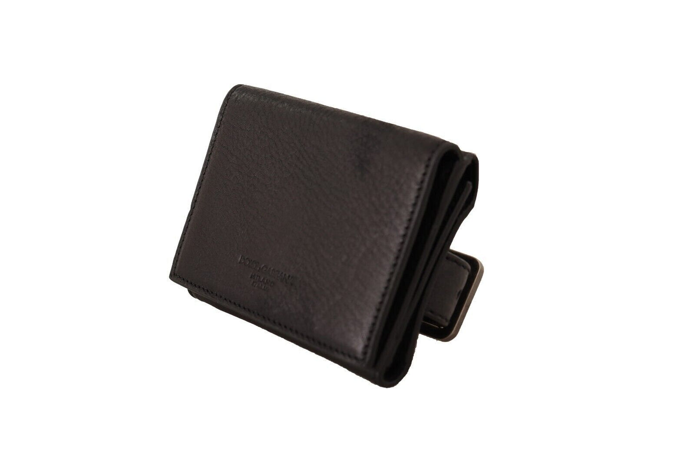Dolce & Gabbana Schwarzes Leder Trifold Geldbörse Gürtelschlaufe Multi Kit Wallet