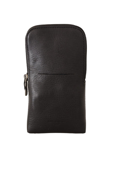 Dolce & Gabbana Schwarzes Leder Portemonnaie Double Belt Strap Multi Kit Wallet