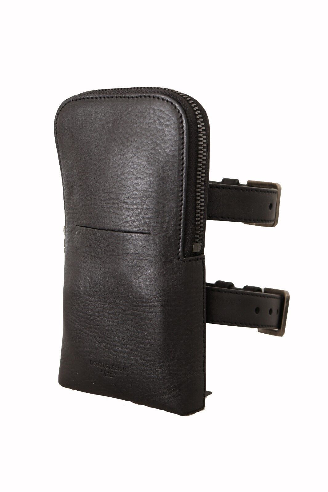 Dolce & Gabbana Schwarzes Leder Portemonnaie Double Belt Strap Multi Kit Wallet