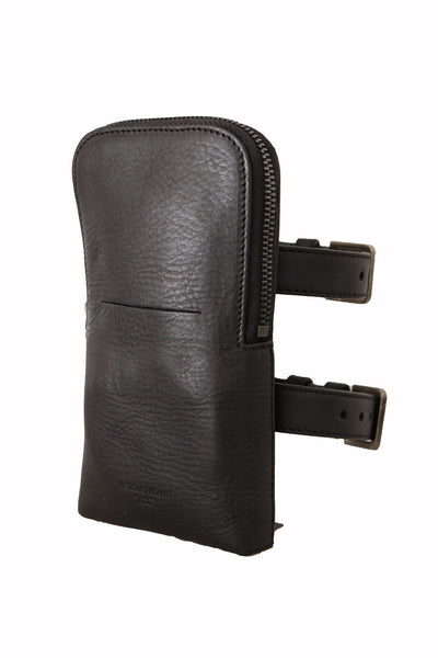 Dolce & Gabbana Schwarzes Leder Portemonnaie Double Belt Strap Multi Kit Wallet