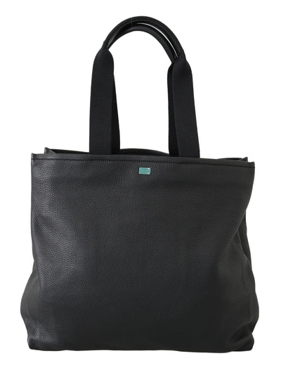 Dolce & Gabbana Schwarze Leder-Reise-Einkaufstasche für das Fitnessstudio #DGFAMILY Tote Bag
