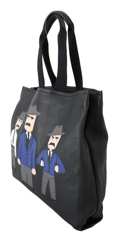 Dolce & Gabbana Schwarze Leder-Reise-Einkaufstasche für das Fitnessstudio #DGFAMILY Tote Bag