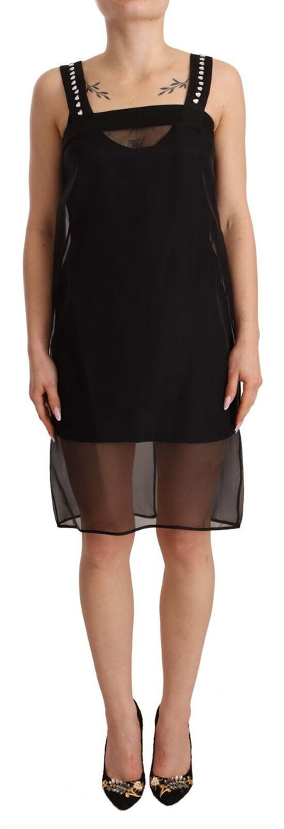 Dolce & Gabbana Schwarzes Seiden-Stretch-Kristall-Minikleid