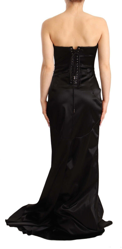 Dolce & Gabbana Schwarzes Seiden-Stretch-Etuikleid im Meerjungfrauen-Look