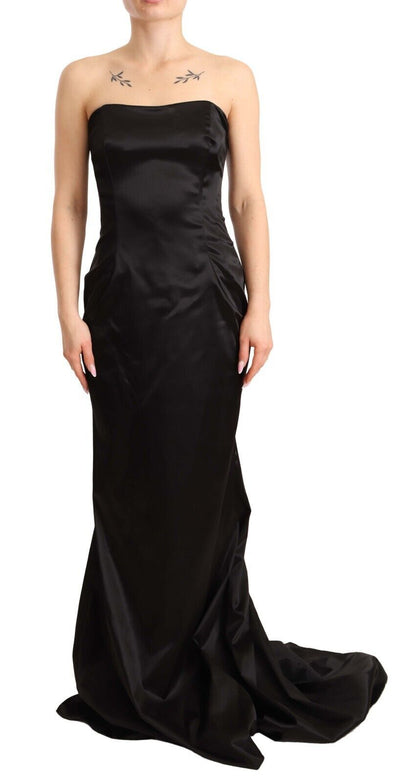 Dolce & Gabbana Schwarzes Seiden-Stretch-Etuikleid im Meerjungfrauen-Look